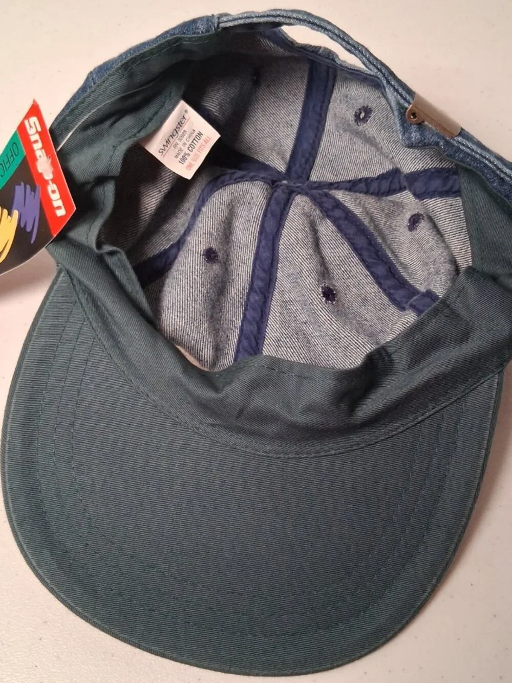 Vintage 1990s Snap On Tools Cap Hat Swingster Denim Strap Back Tool Mechanic NEW